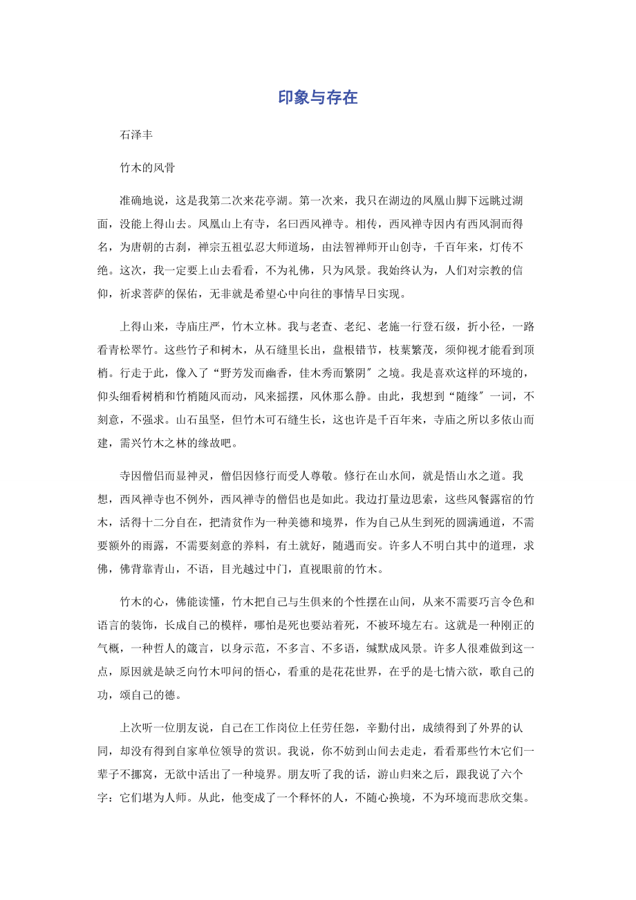 2023年印象与存在.docx_第1页