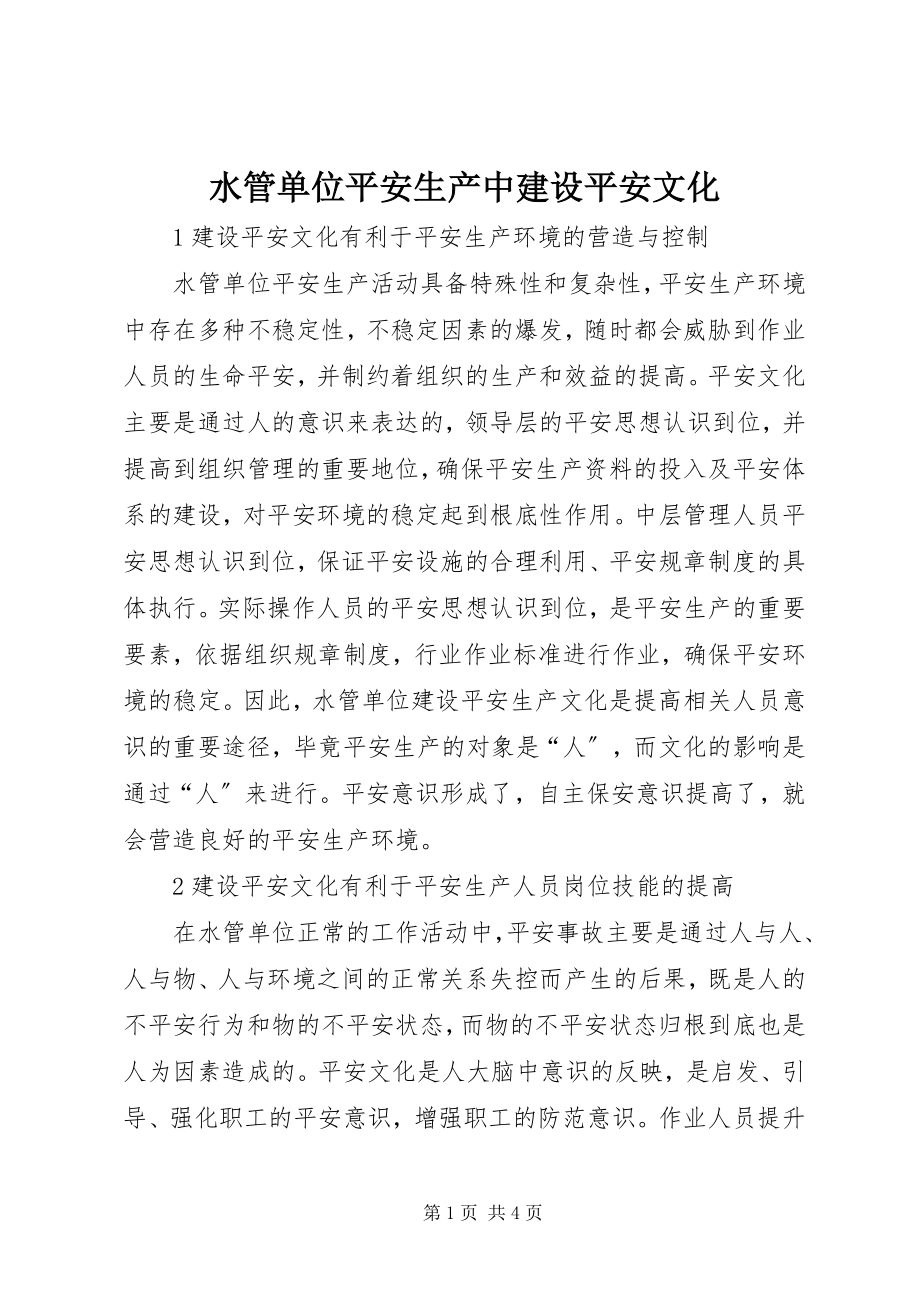 2023年水管单位安全生产中建设安全文化.docx_第1页