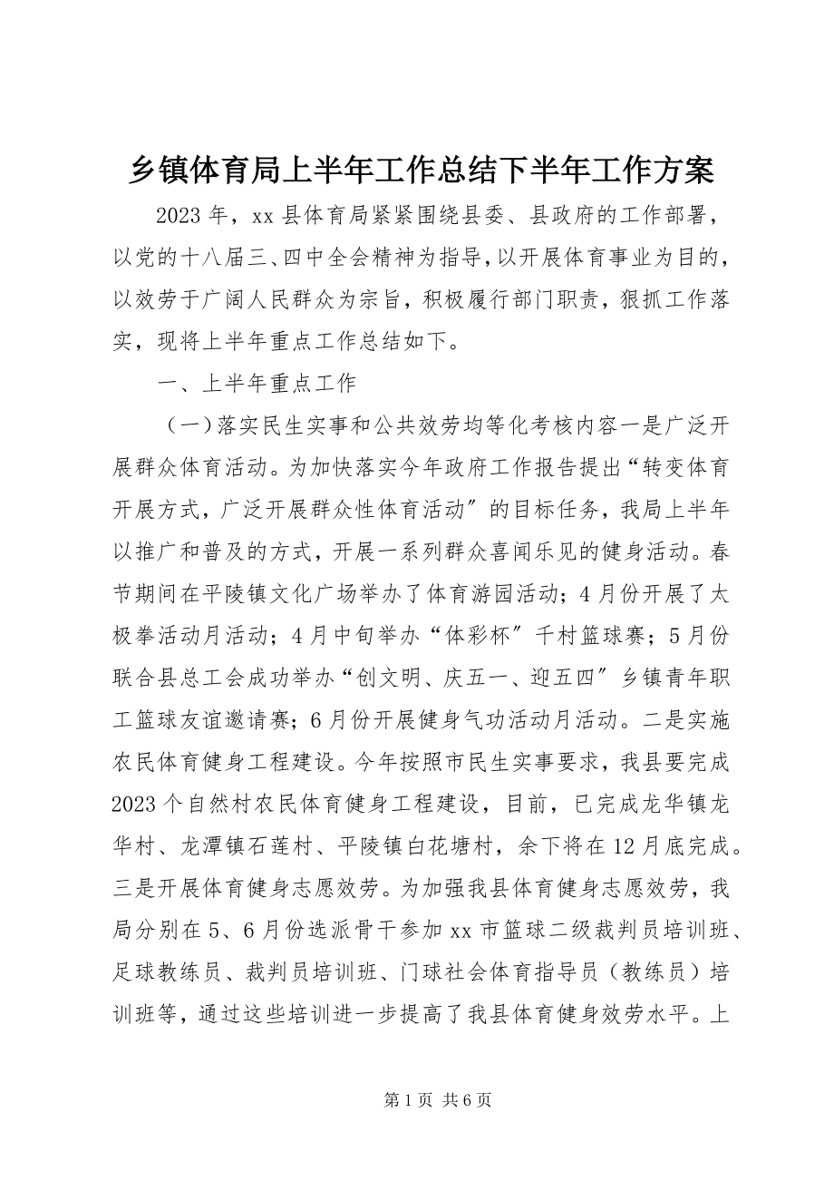 2023年乡镇体育局上半年工作总结下半年工作计划.docx_第1页