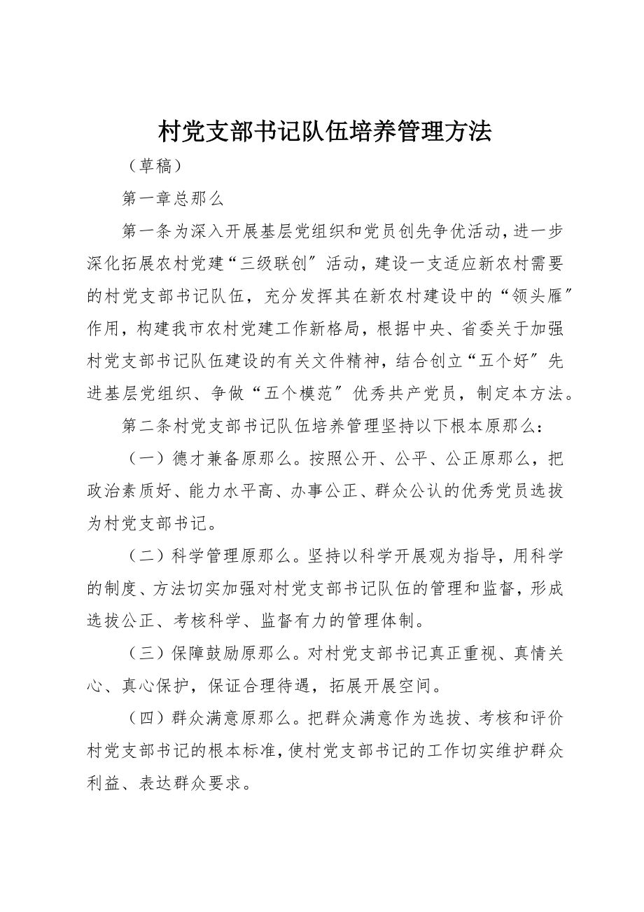 2023年村党支部书记队伍培养管理办法新编.docx_第1页