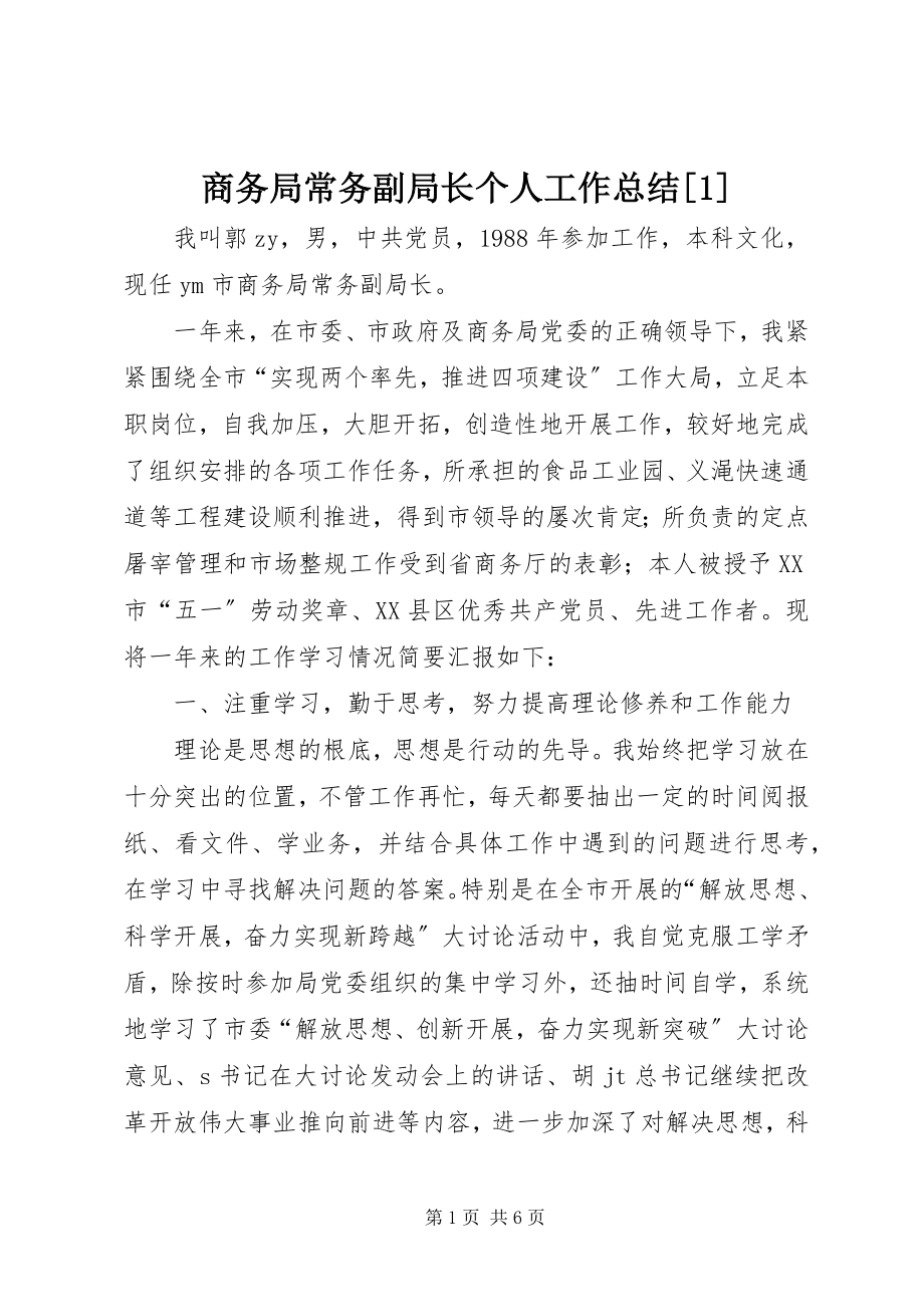 2023年商务局常务副局长个人工作总结1.docx_第1页