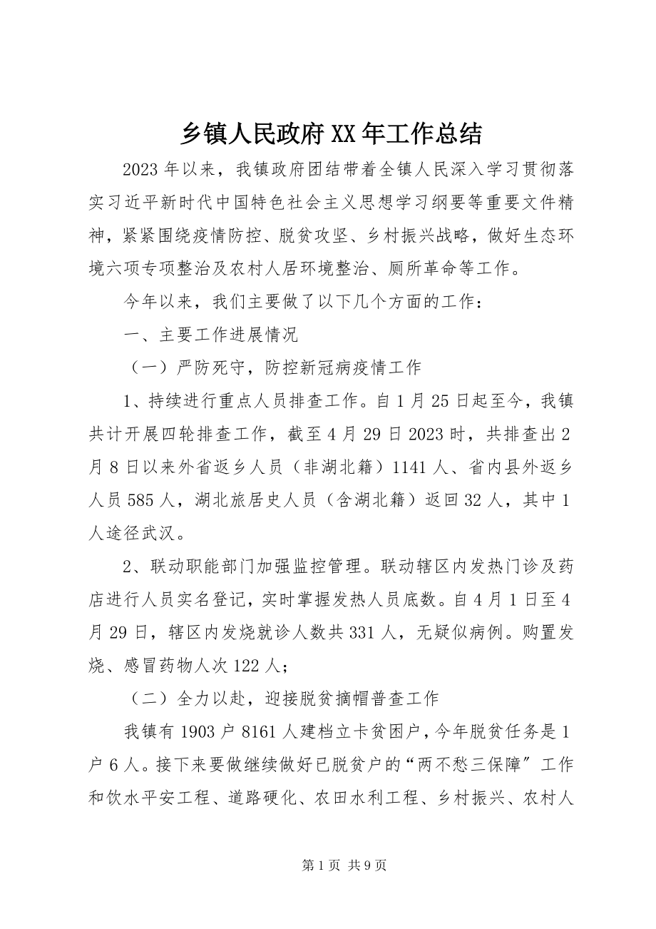 2023年乡镇人民政府工作总结.docx_第1页