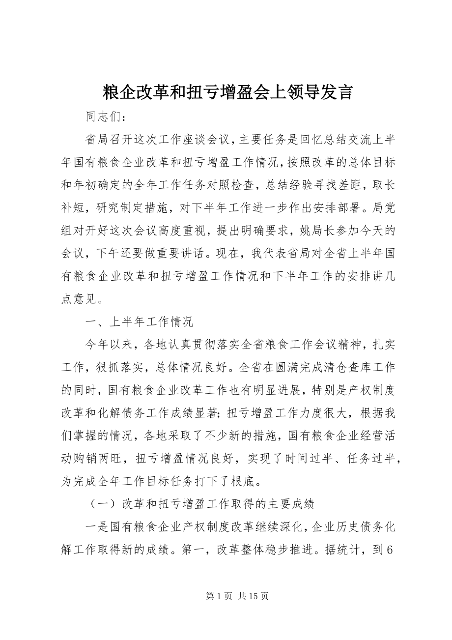 2023年粮企改革和扭亏增盈会上领导讲话.docx_第1页