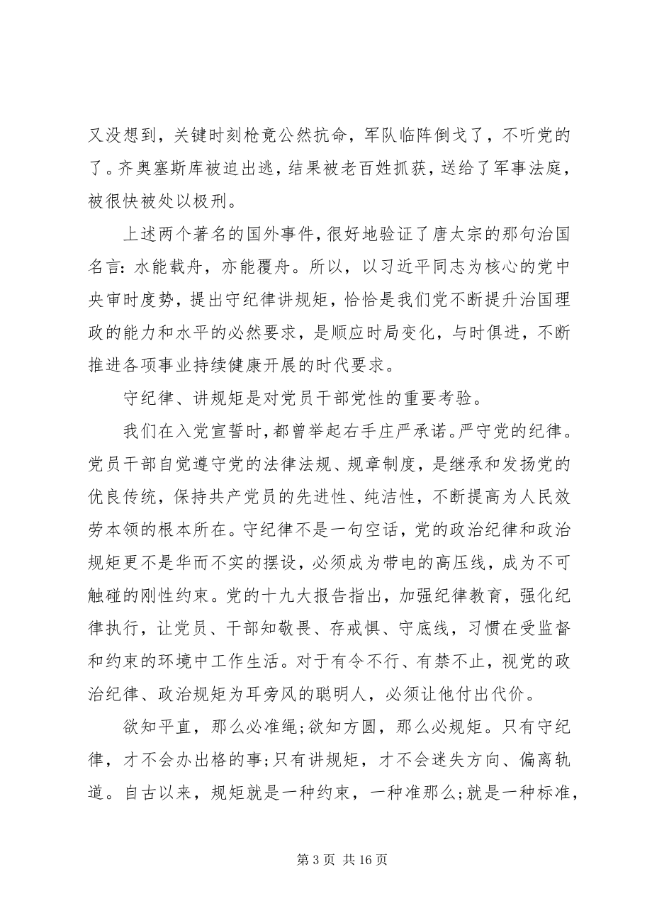 2023年守纪律讲规矩党委书记党课讲稿两篇.docx_第3页