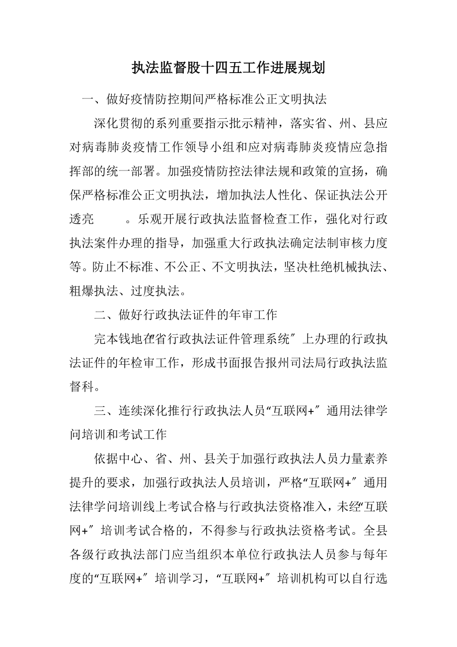 2023年执法监督股十四五工作发展规划.docx_第1页