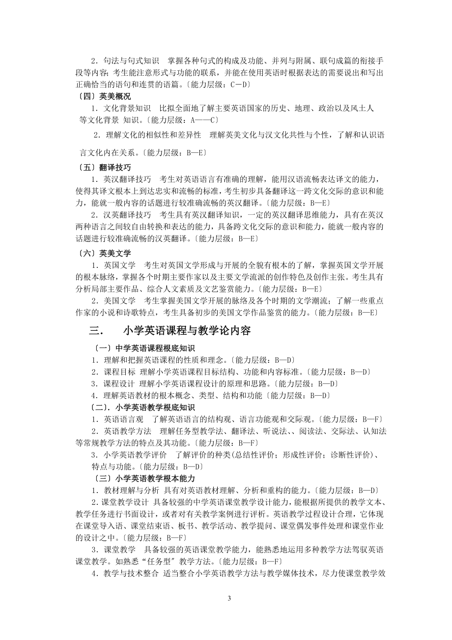 2023年浙江省教师招聘考试小学英语学科考试说明.doc_第3页