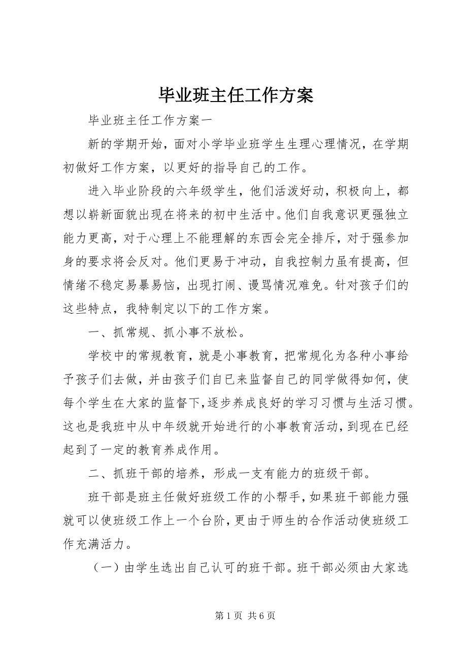 2023年毕业班主任工作计划新编.docx_第1页