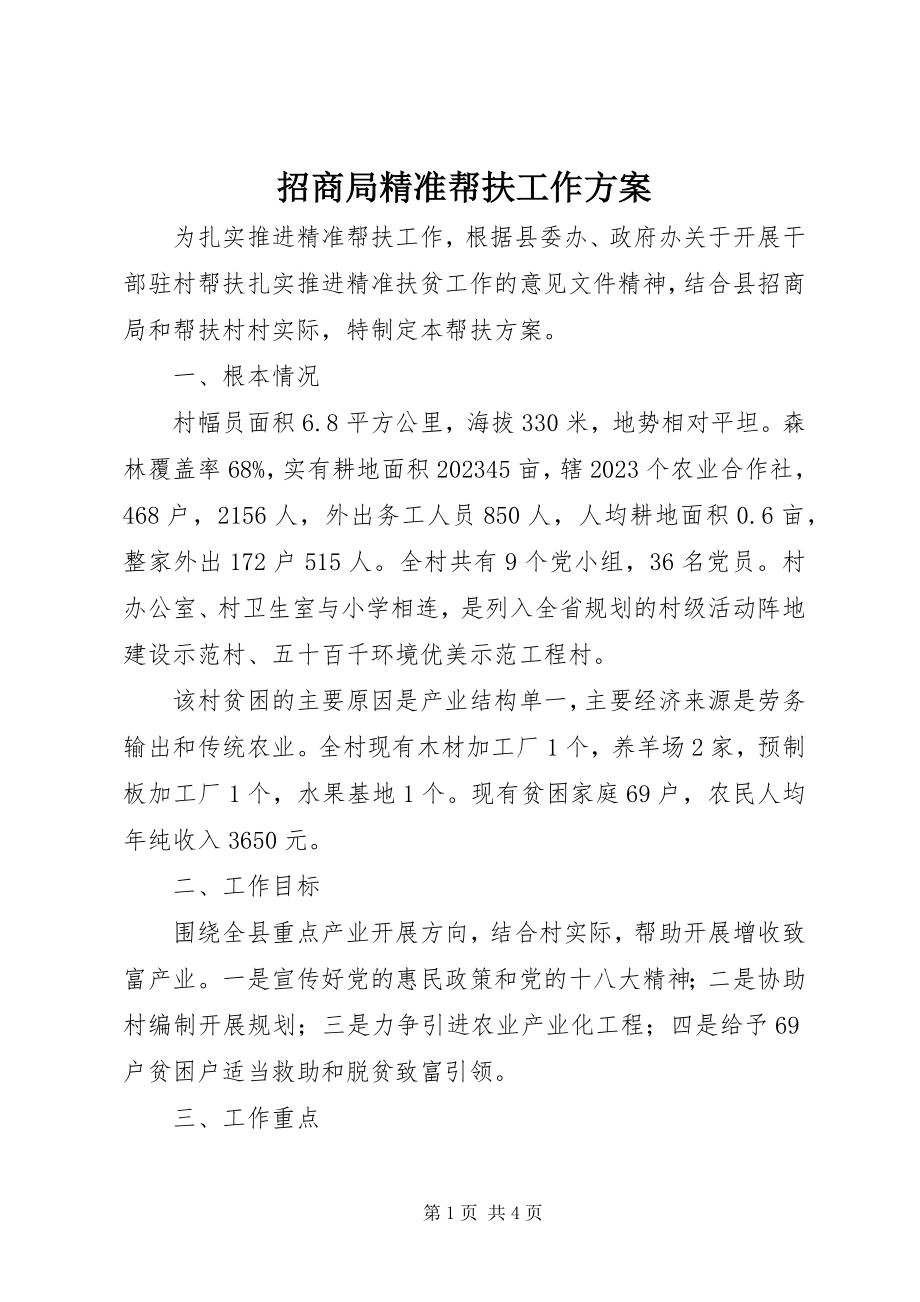 2023年招商局精准帮扶工作计划.docx_第1页