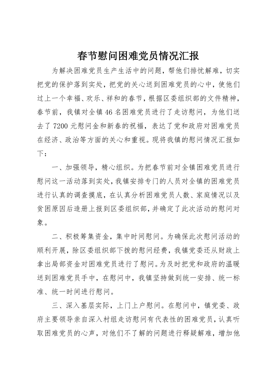 2023年春节慰问困难党员情况汇报新编.docx_第1页