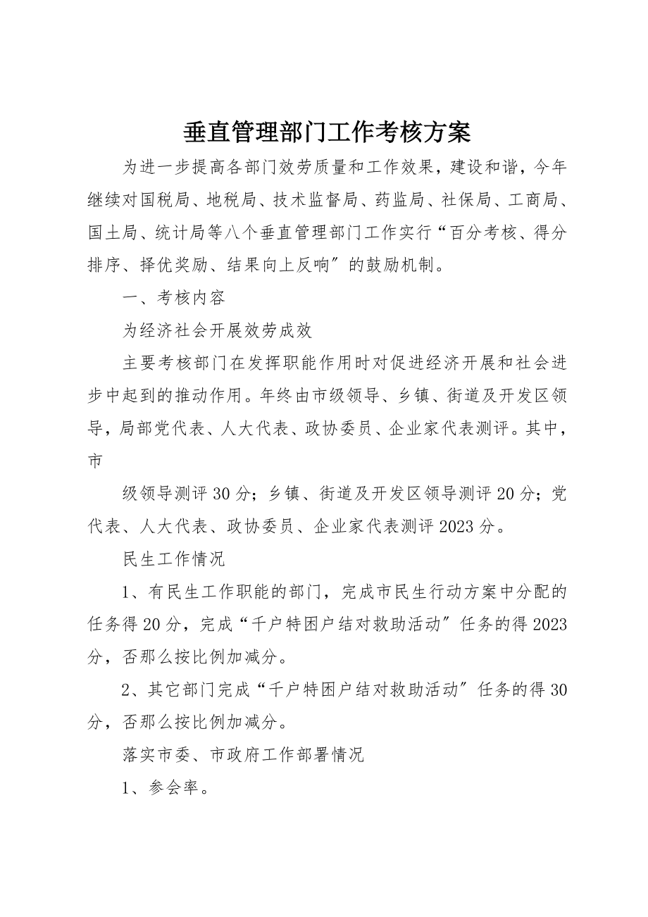 2023年垂直管理部门工作考核方案.docx_第1页