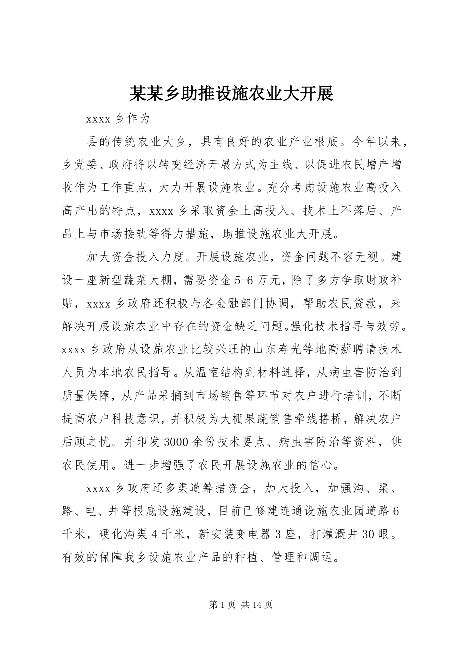 2023年某某乡助推设施农业大发展.docx_第1页