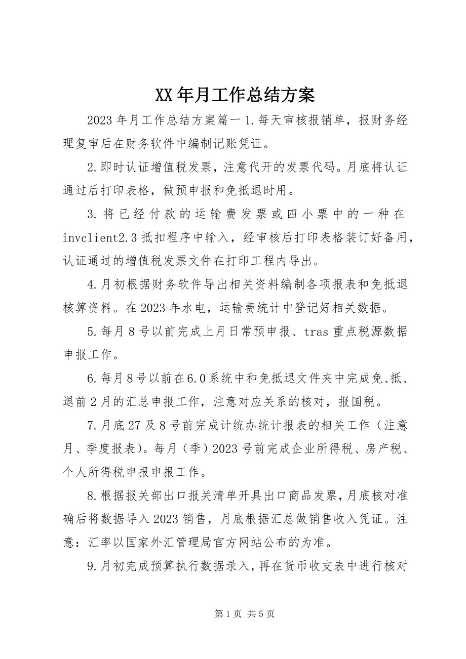 2023年月工作总结计划.docx_第1页