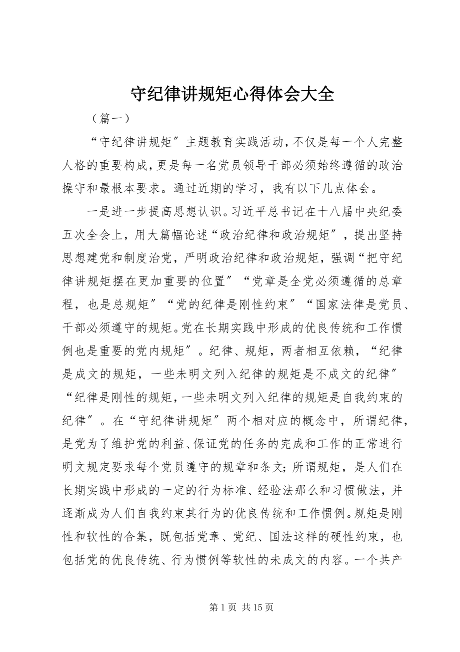 2023年守纪律讲规矩心得体会大全.docx_第1页