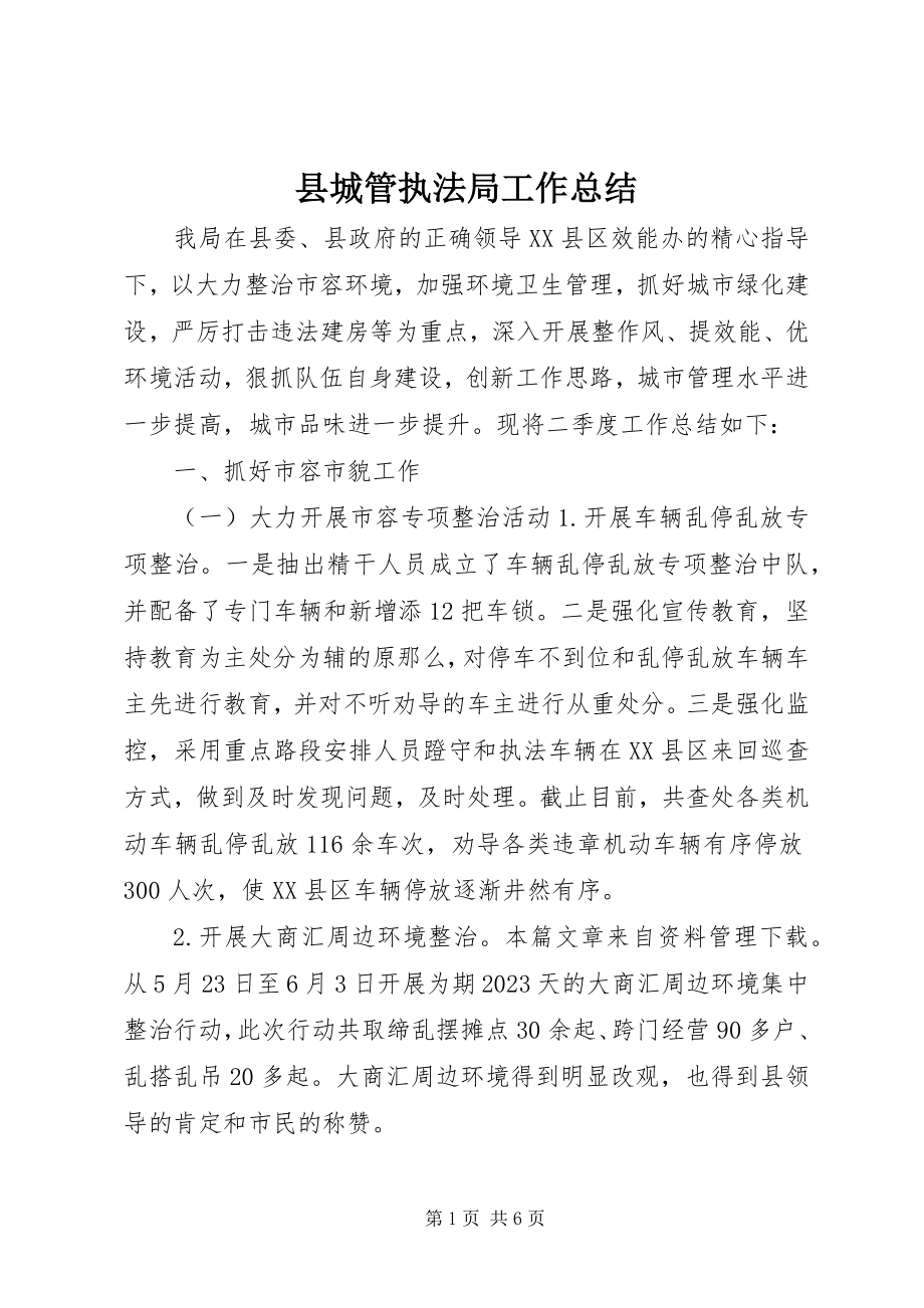 2023年县城管执法局工作总结.docx_第1页