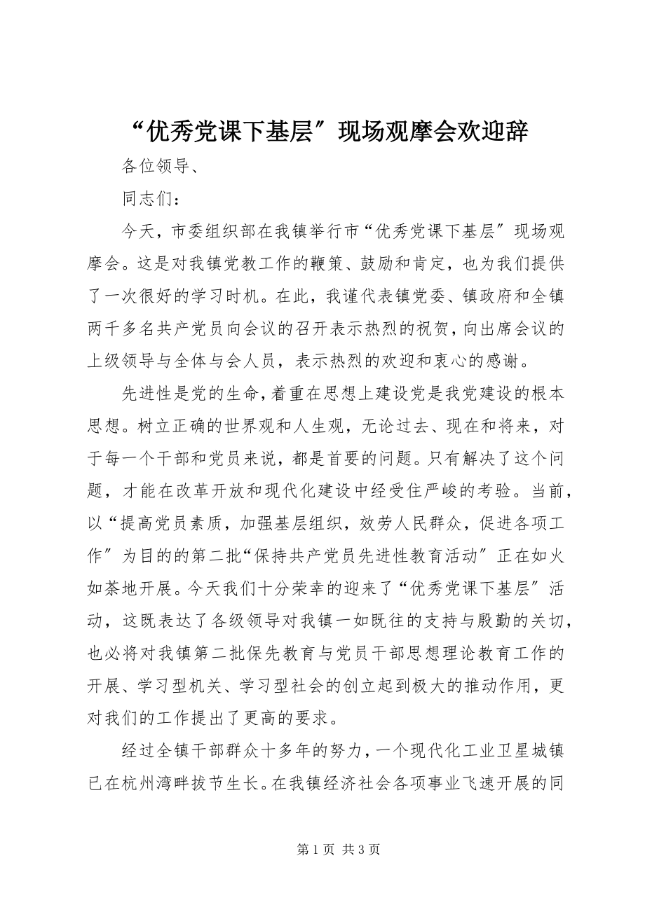 2023年“优秀党课下基层”现场观摩会欢迎辞新编.docx_第1页