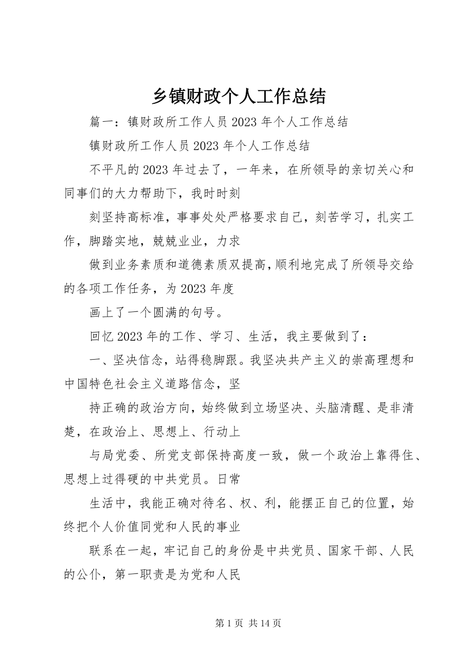 2023年乡镇财政个人工作总结.docx_第1页