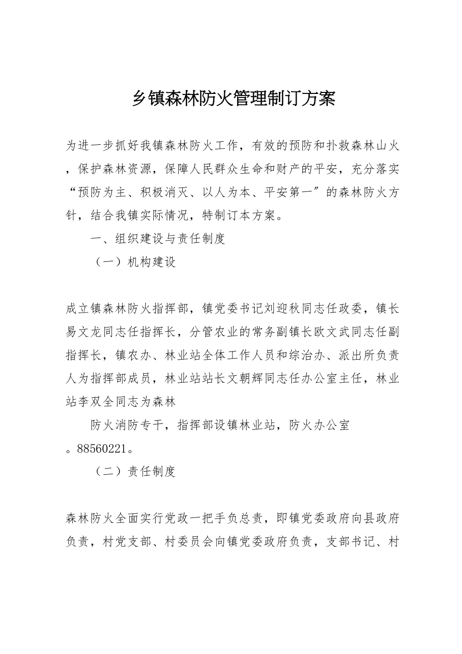 2023年乡镇森林防火管理制订方案 3新编.doc_第1页