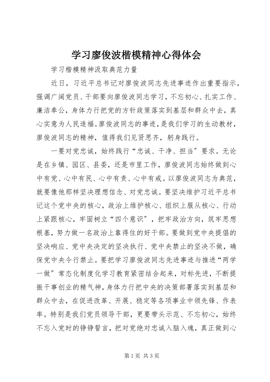 2023年学习廖俊波楷模精神心得体会.docx_第1页