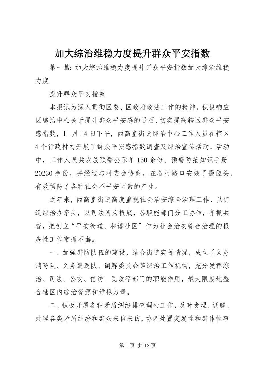 2023年加大综治维稳力度提升群众安全指数.docx_第1页