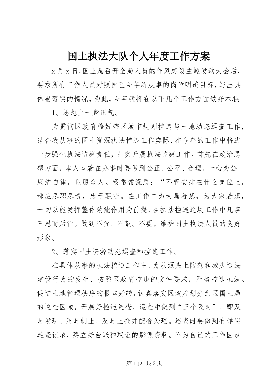 2023年国土执法大队个人度工作计划.docx_第1页