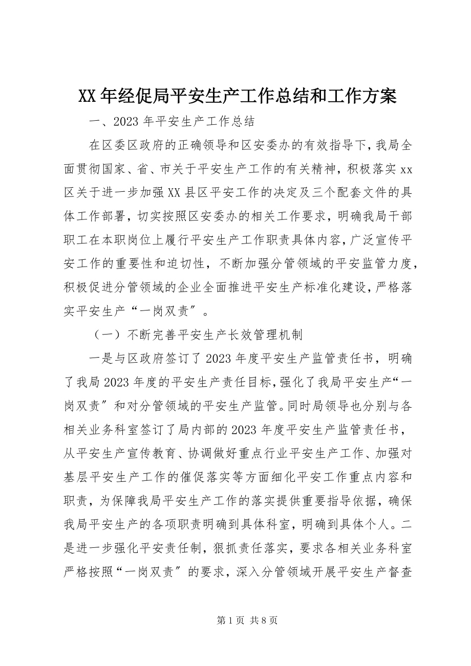 2023年经促局安全生产工作总结和工作计划.docx_第1页