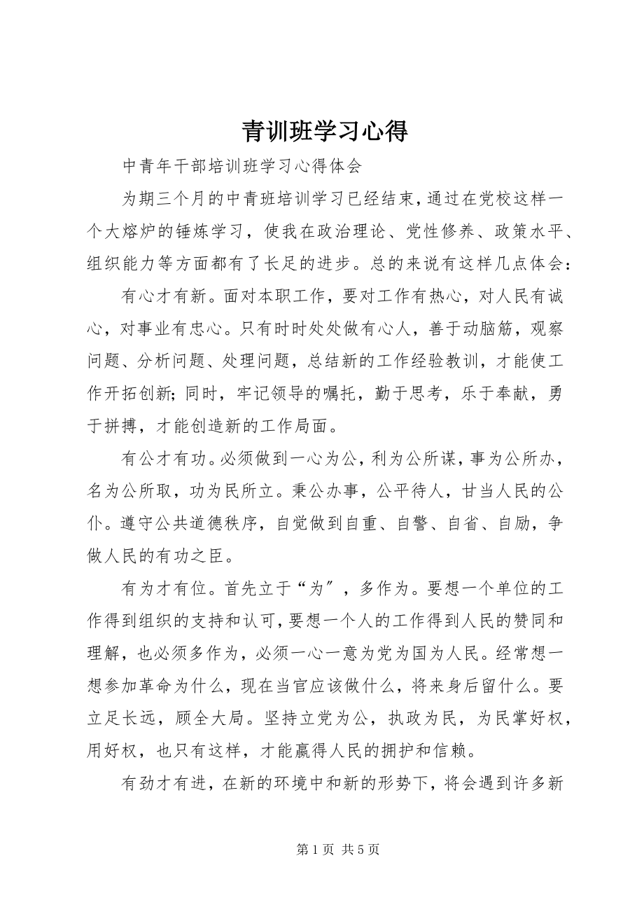 2023年青训班学习心得.docx_第1页