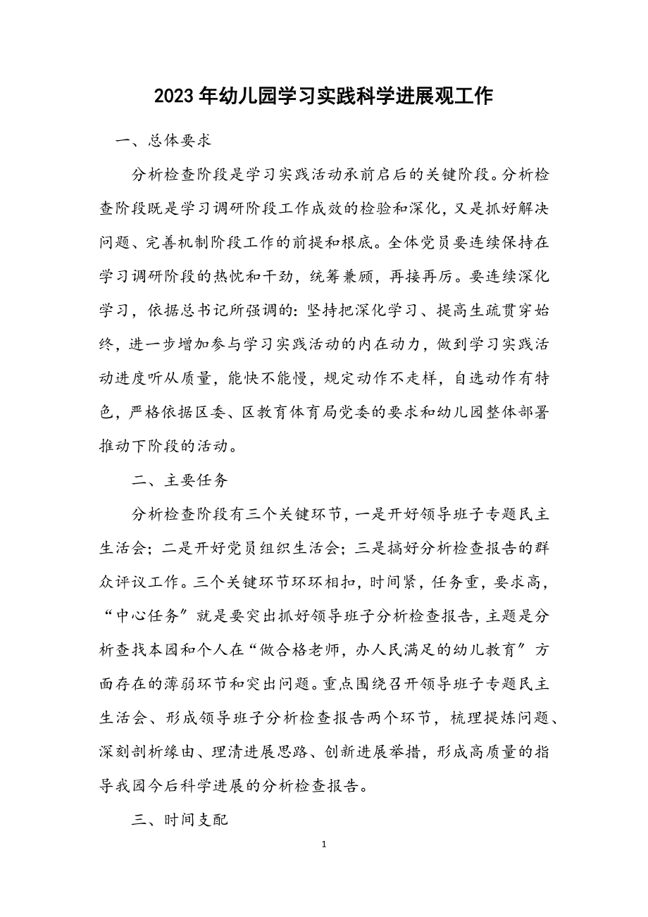 2023年幼儿园学习实践科学发展观工作计划.docx_第1页