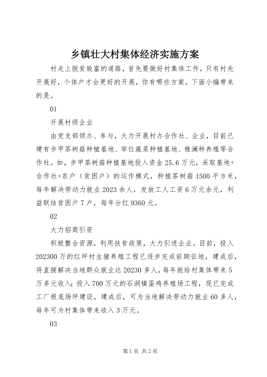 2023年乡镇壮大村集体经济实施方案.docx_第1页