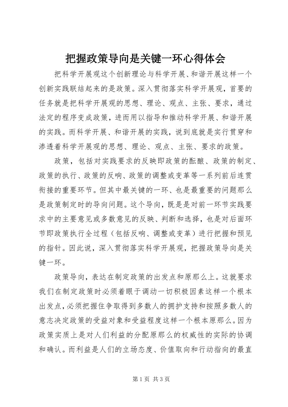 2023年把握政策导向是关键一环心得体会新编.docx_第1页