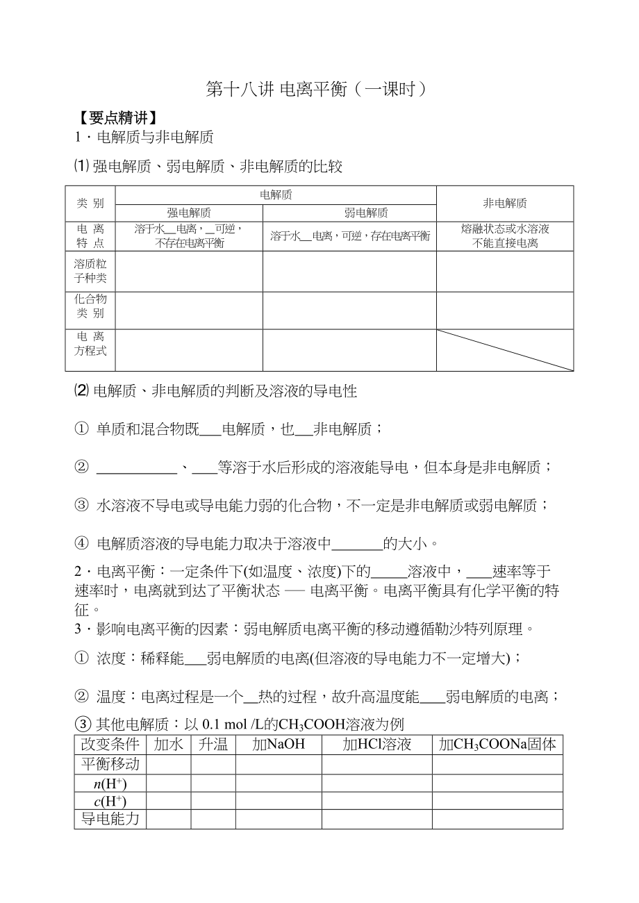 2023年高考化学第一轮复习讲与练十二电离平衡[旧人教]doc高中化学.docx_第1页