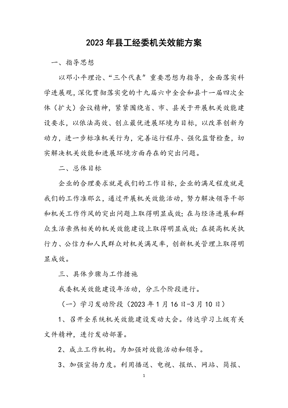 2023年县工经委机关效能方案.docx_第1页