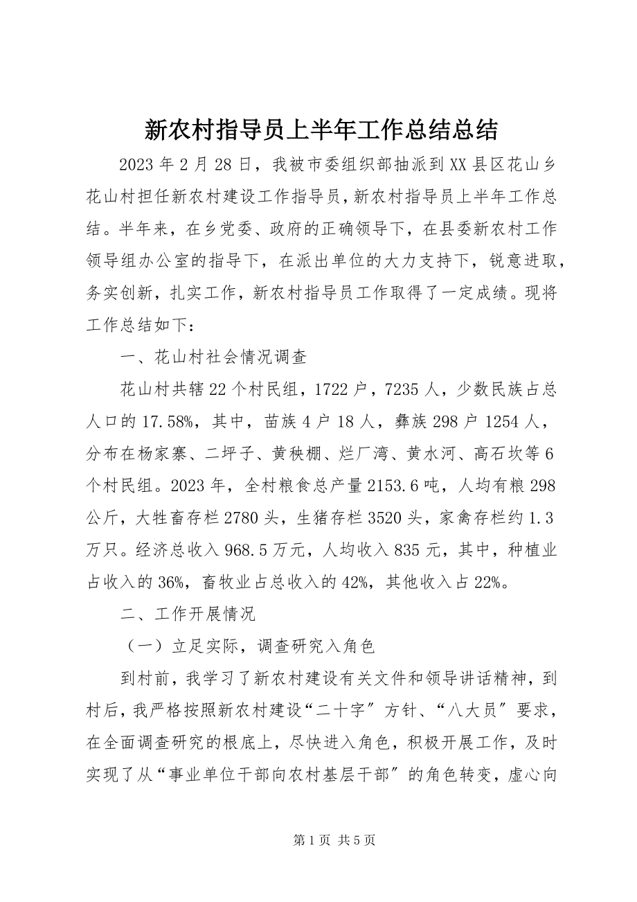 2023年新农村指导员上半年工作总结总结.docx_第1页