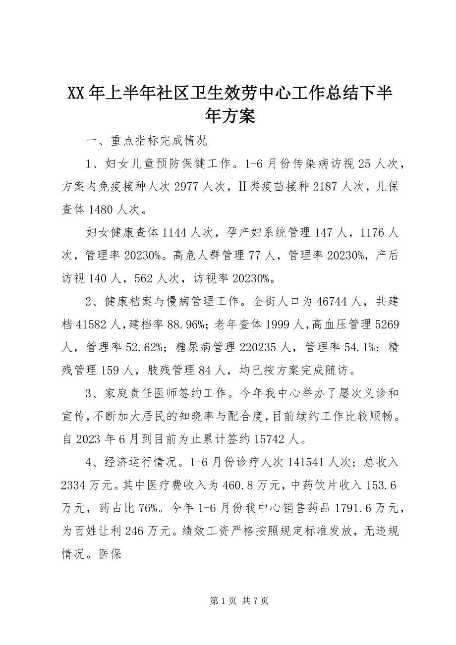 2023年上半年社区卫生服务中心工作总结下半计划.docx_第1页