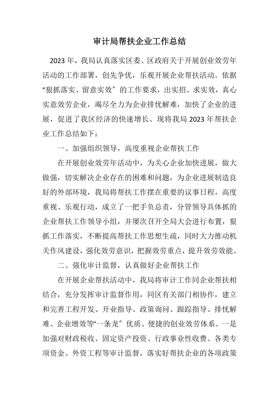 2023年审计局帮扶企业工作总结.docx_第1页