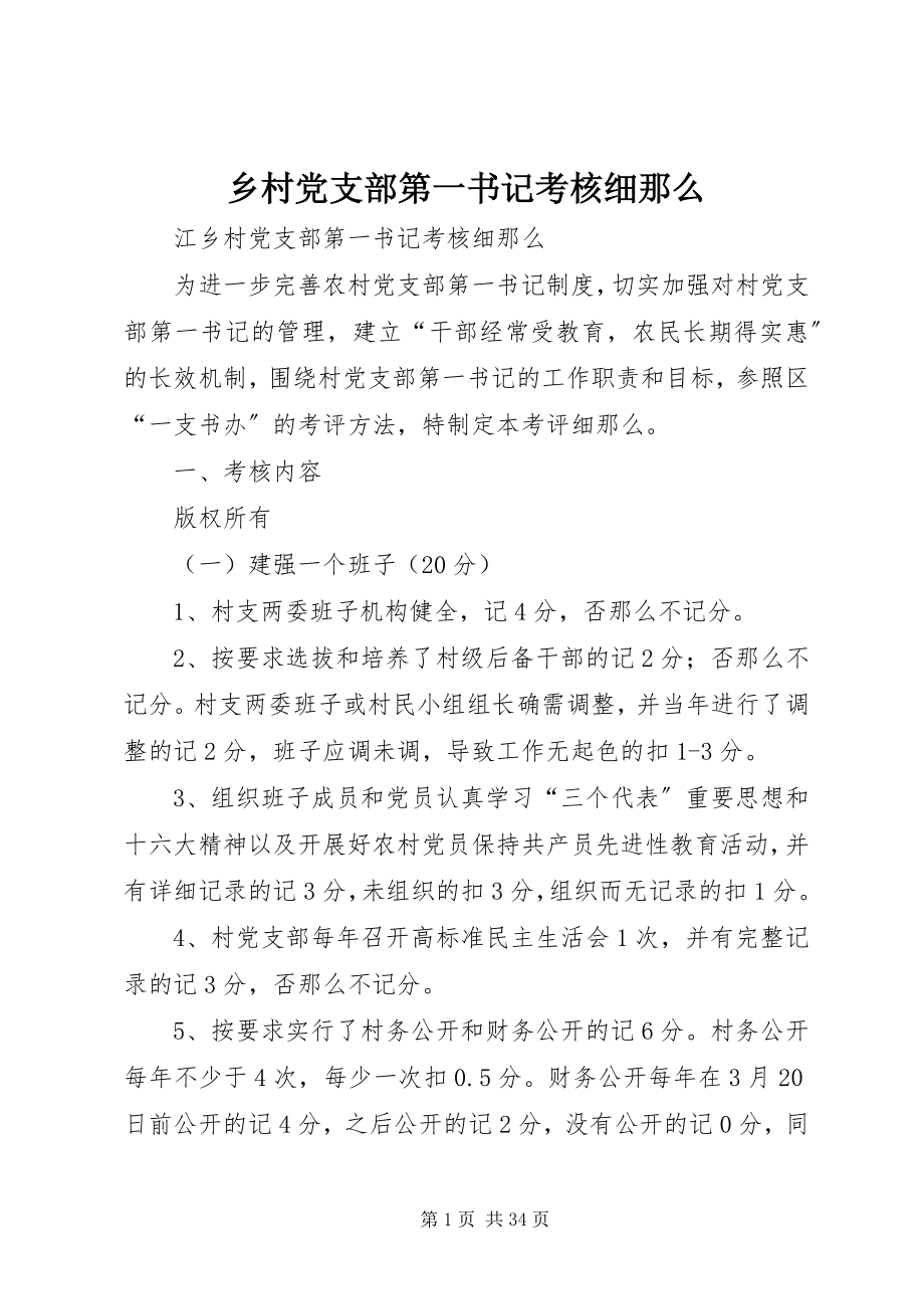 2023年乡村党支部第一书记考核细则.docx_第1页