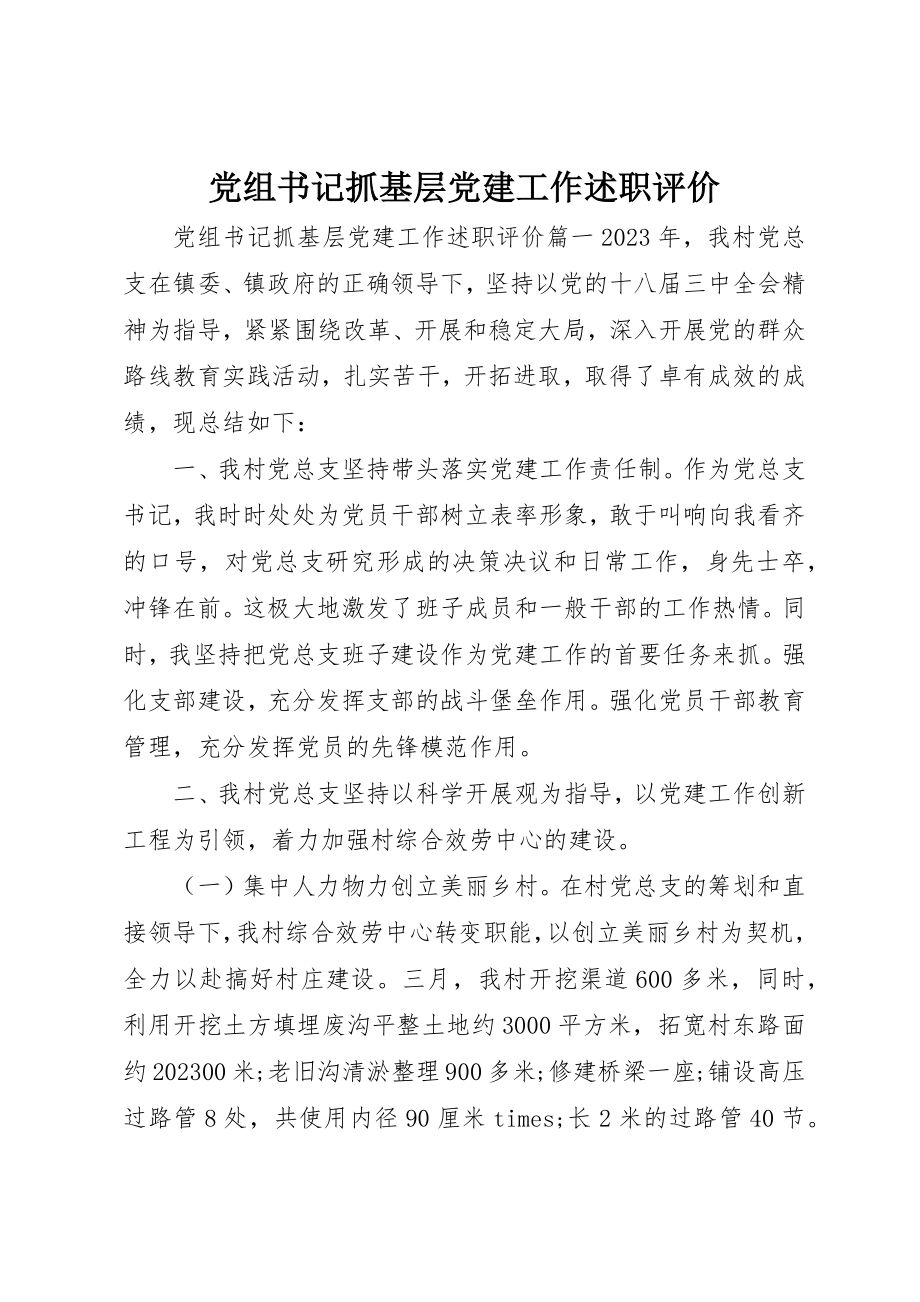 2023年党组书记抓基层党建工作述职评价.docx_第1页