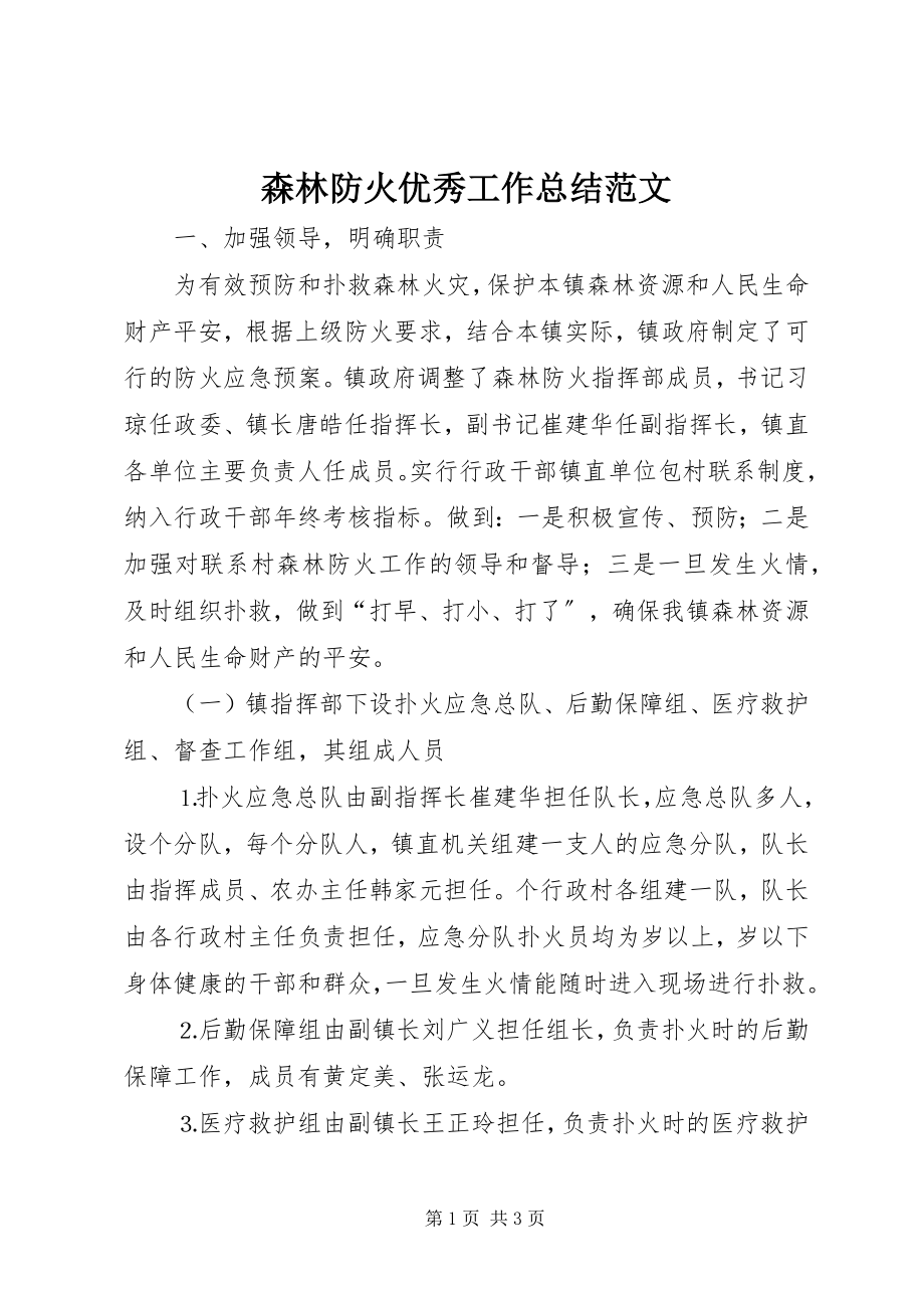 2023年森林防火优秀工作总结.docx_第1页