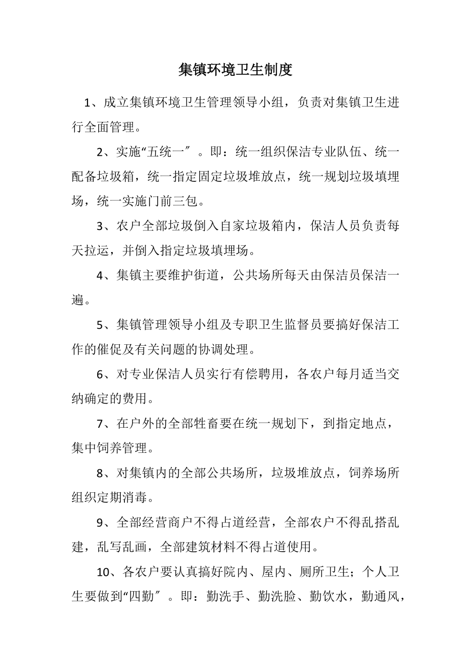 2023年集镇环境卫生制度.docx_第1页