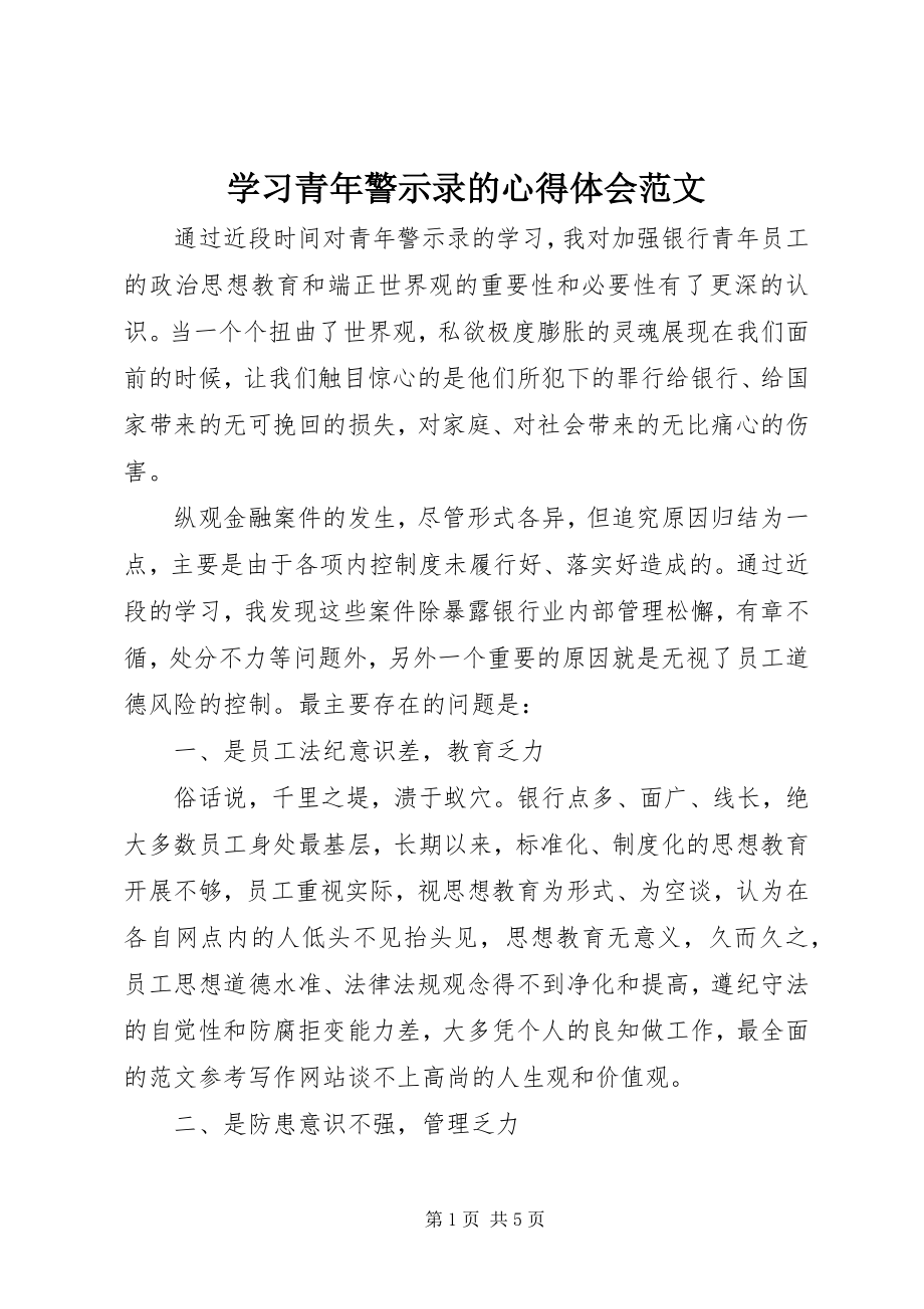 2023年学习《青年警示录》的心得体会2.docx_第1页