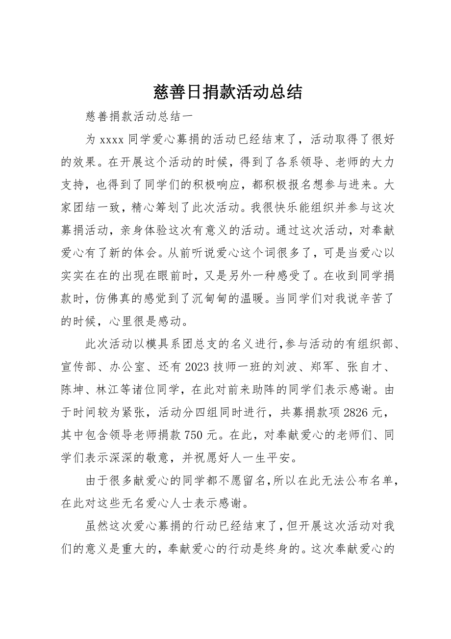 2023年慈善日捐款活动总结新编.docx_第1页