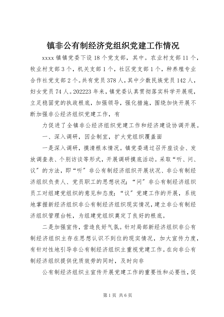 2023年镇非公有制经济党组织党建工作情况.docx_第1页