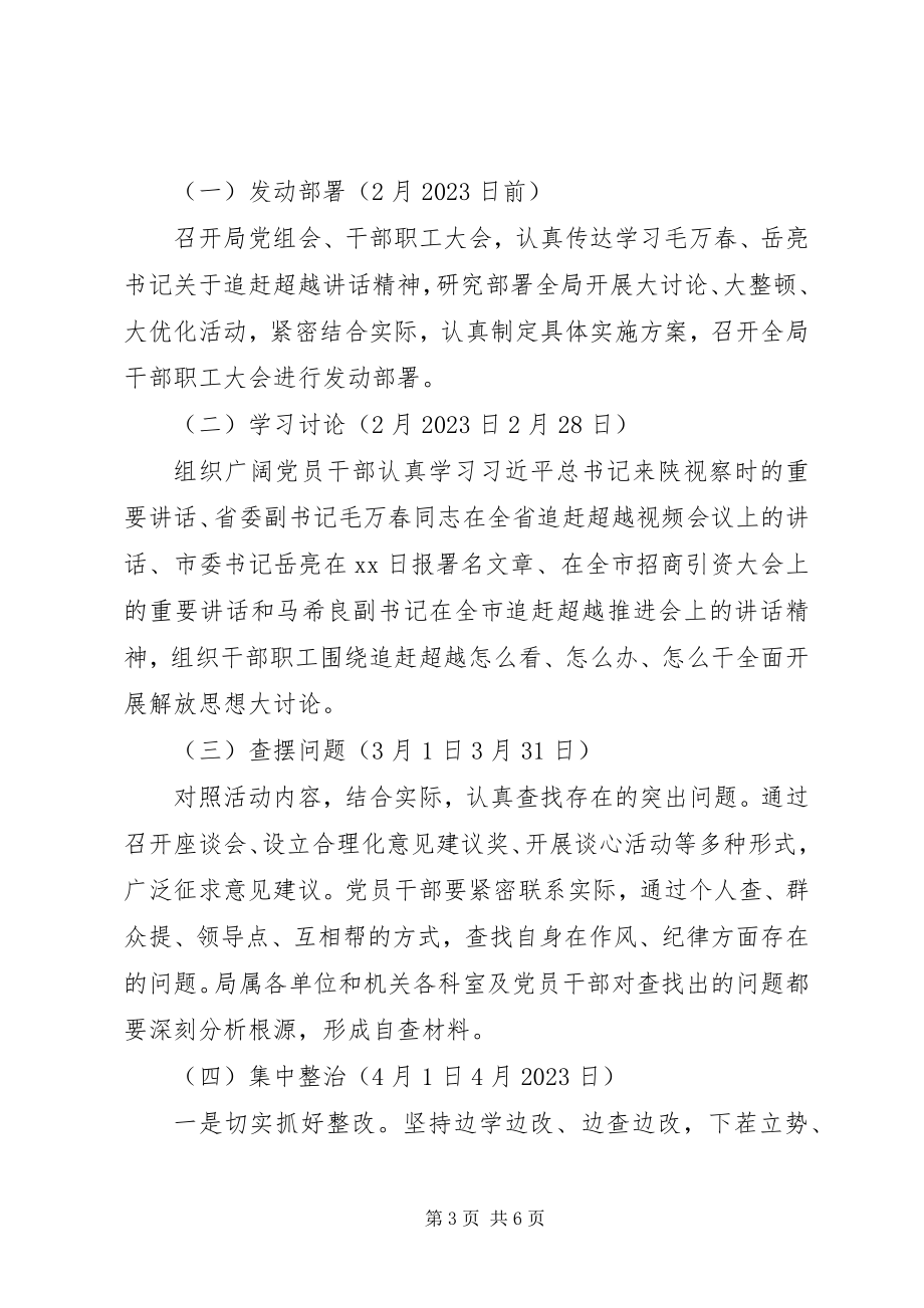 2023年文广新局开展追赶超越大讨论大整顿大优化活动实施方案.docx_第3页