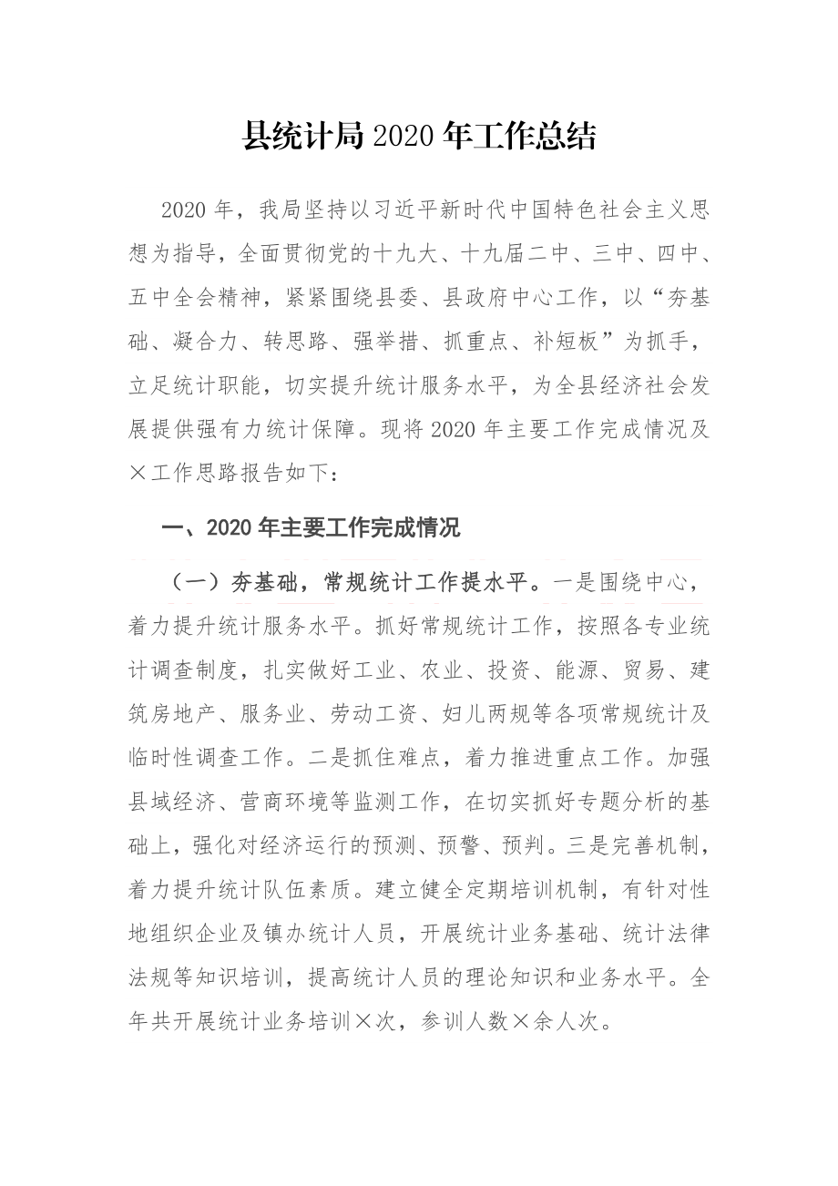 县统计局2020年工作总结.docx_第1页