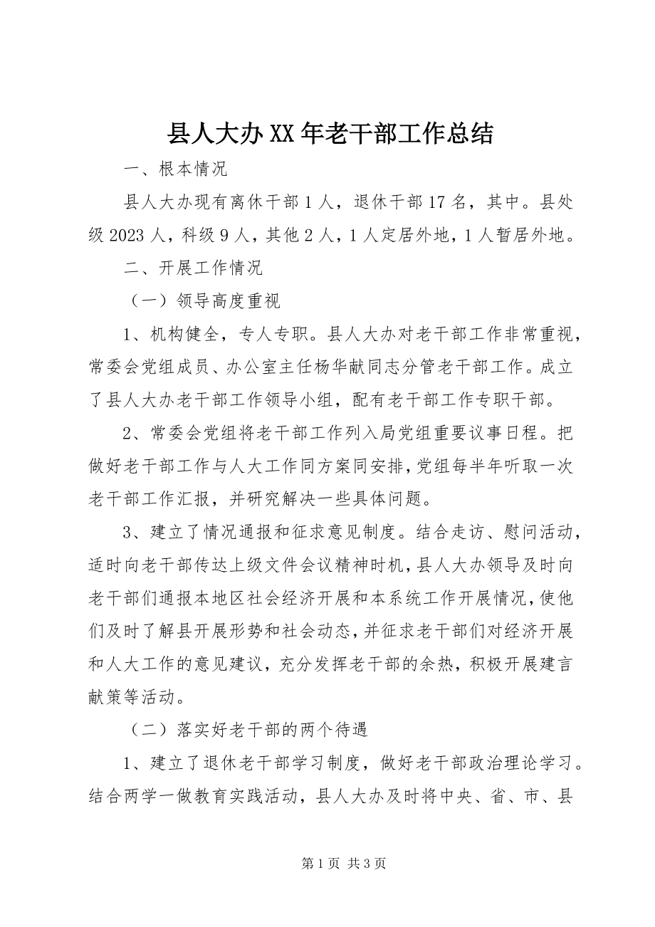 2023年县人大办老干部工作总结.docx_第1页