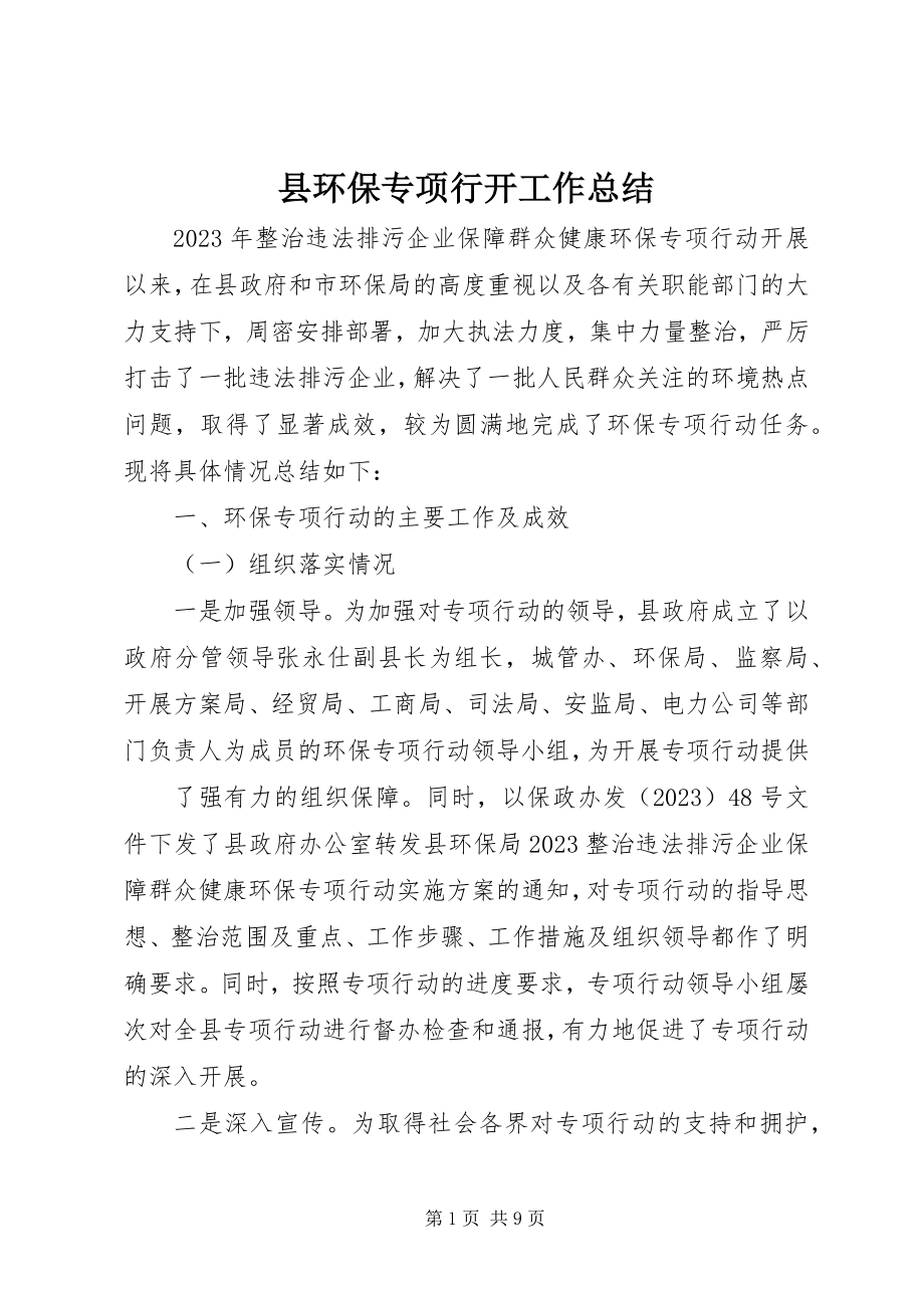 2023年县环保专项行动工作总结.docx_第1页