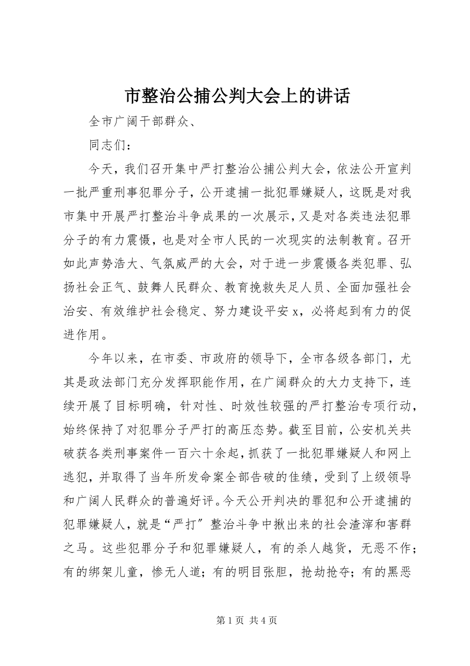 2023年市整治公捕公判大会上的致辞.docx_第1页