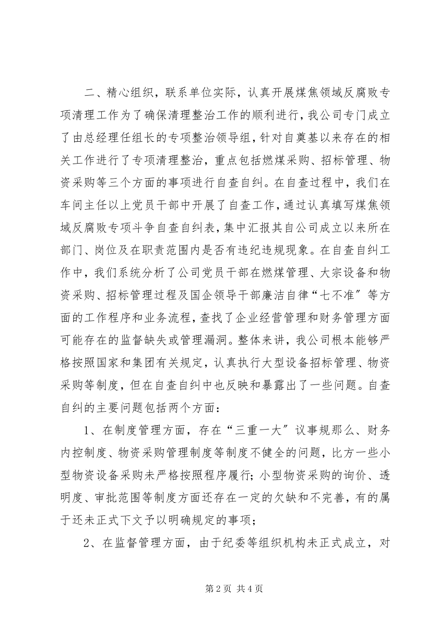 2023年煤焦领域反腐败专项斗争自查自纠总结.docx_第2页