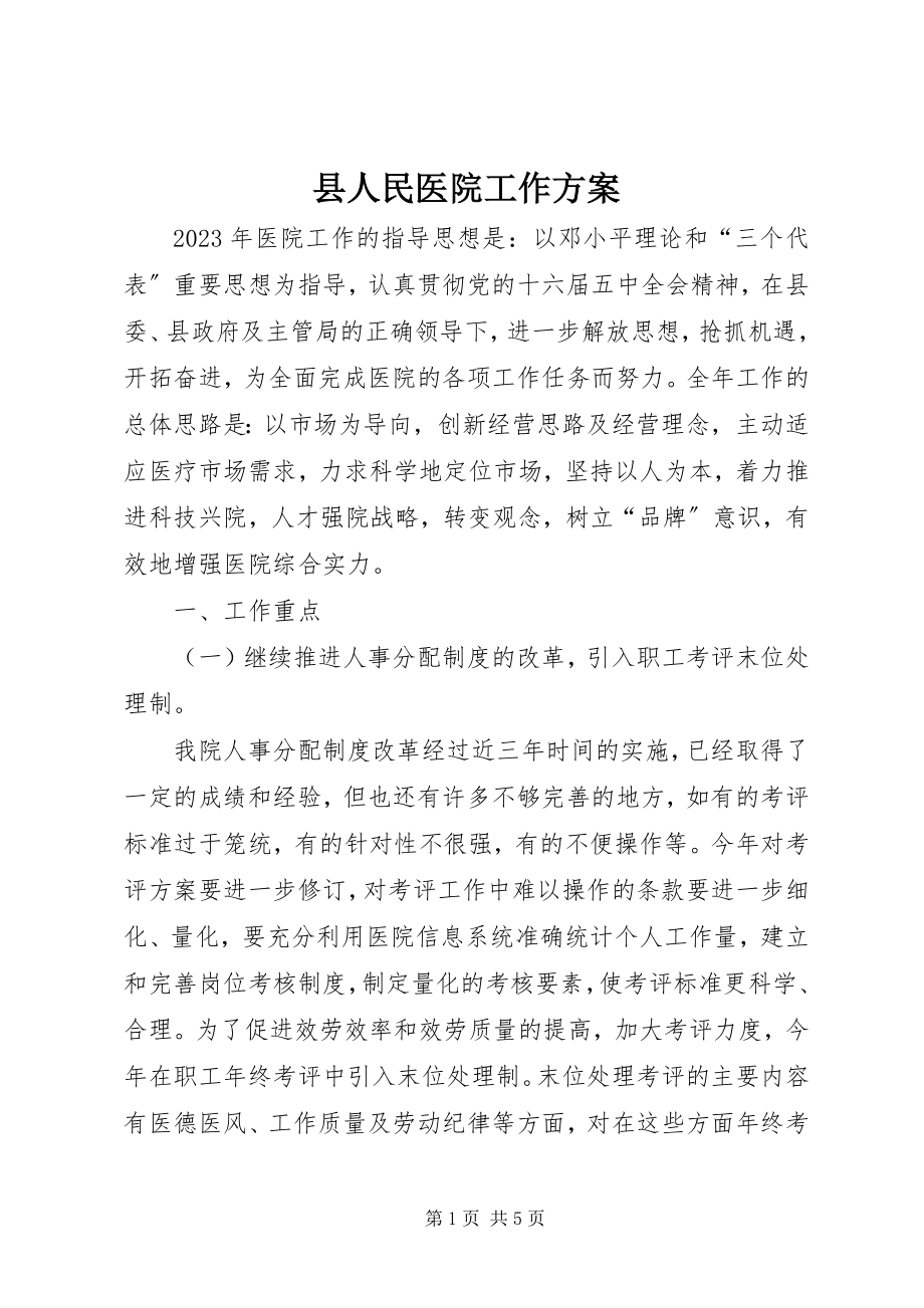 2023年县人民医院工作计划.docx_第1页