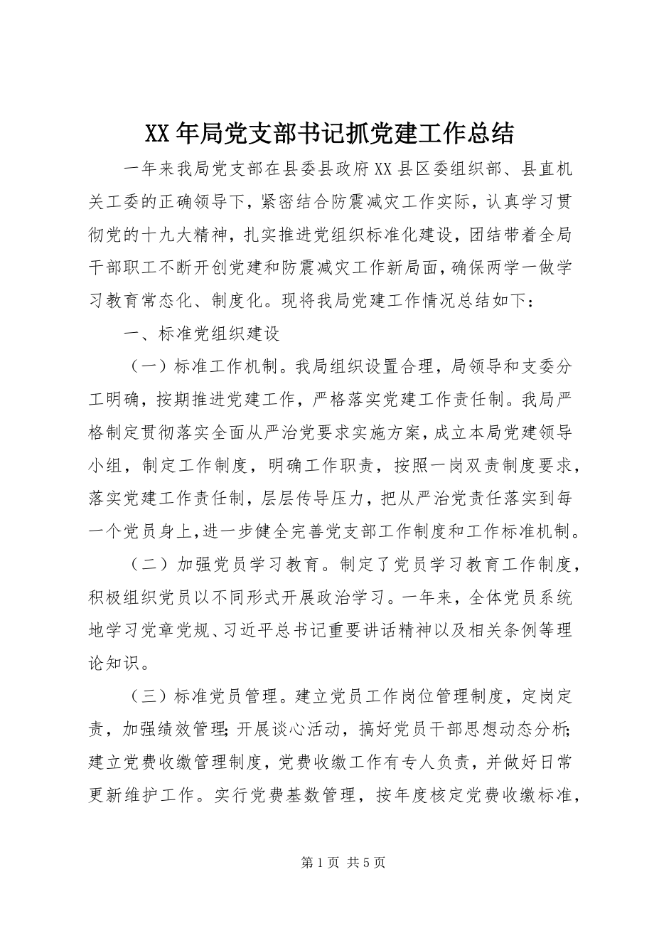 2023年局党支部书记抓党建工作总结.docx_第1页