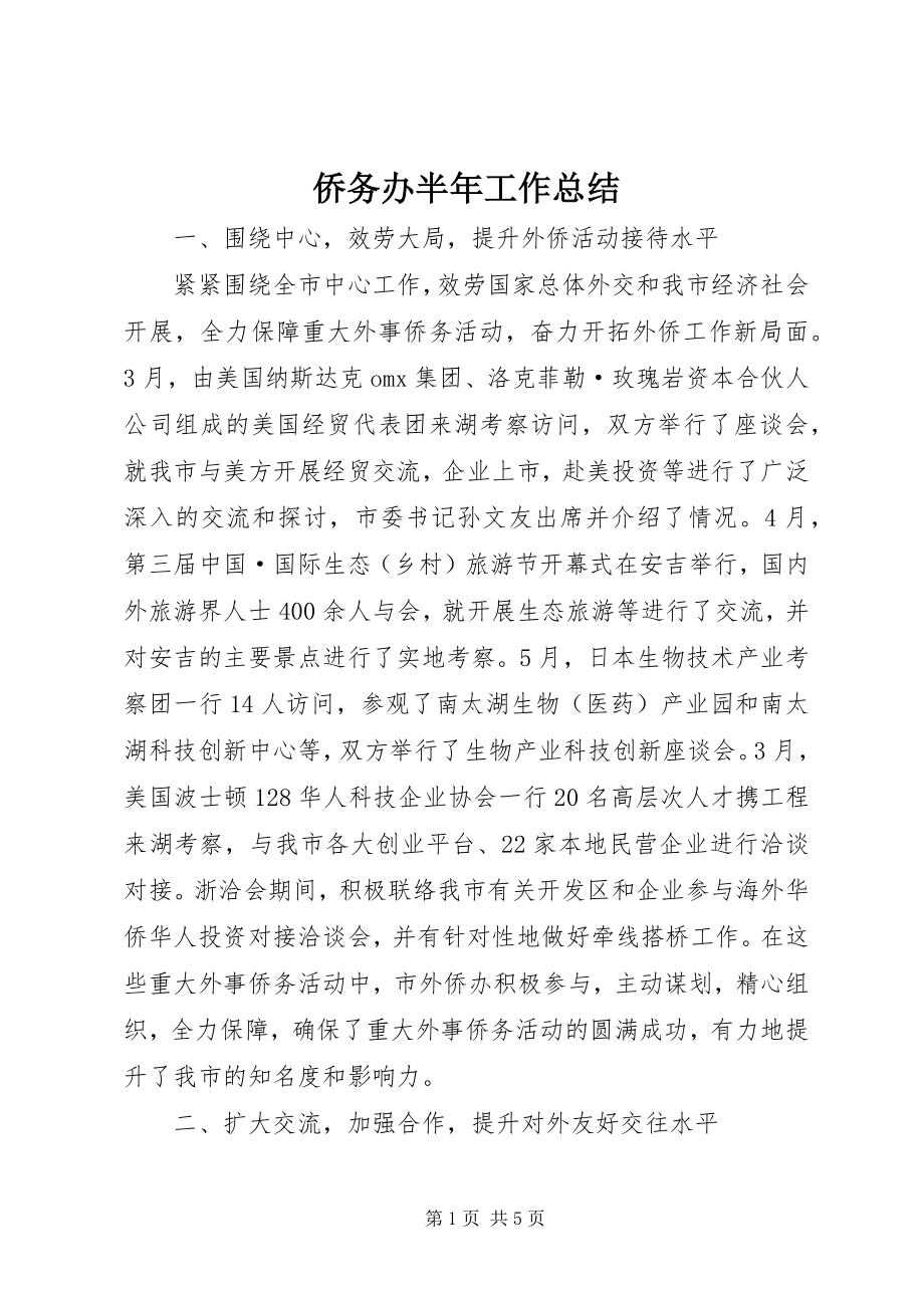 2023年侨务办半年工作总结.docx_第1页